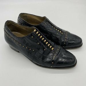Aventura Men’s Black Crocodile shoes Italian 9M